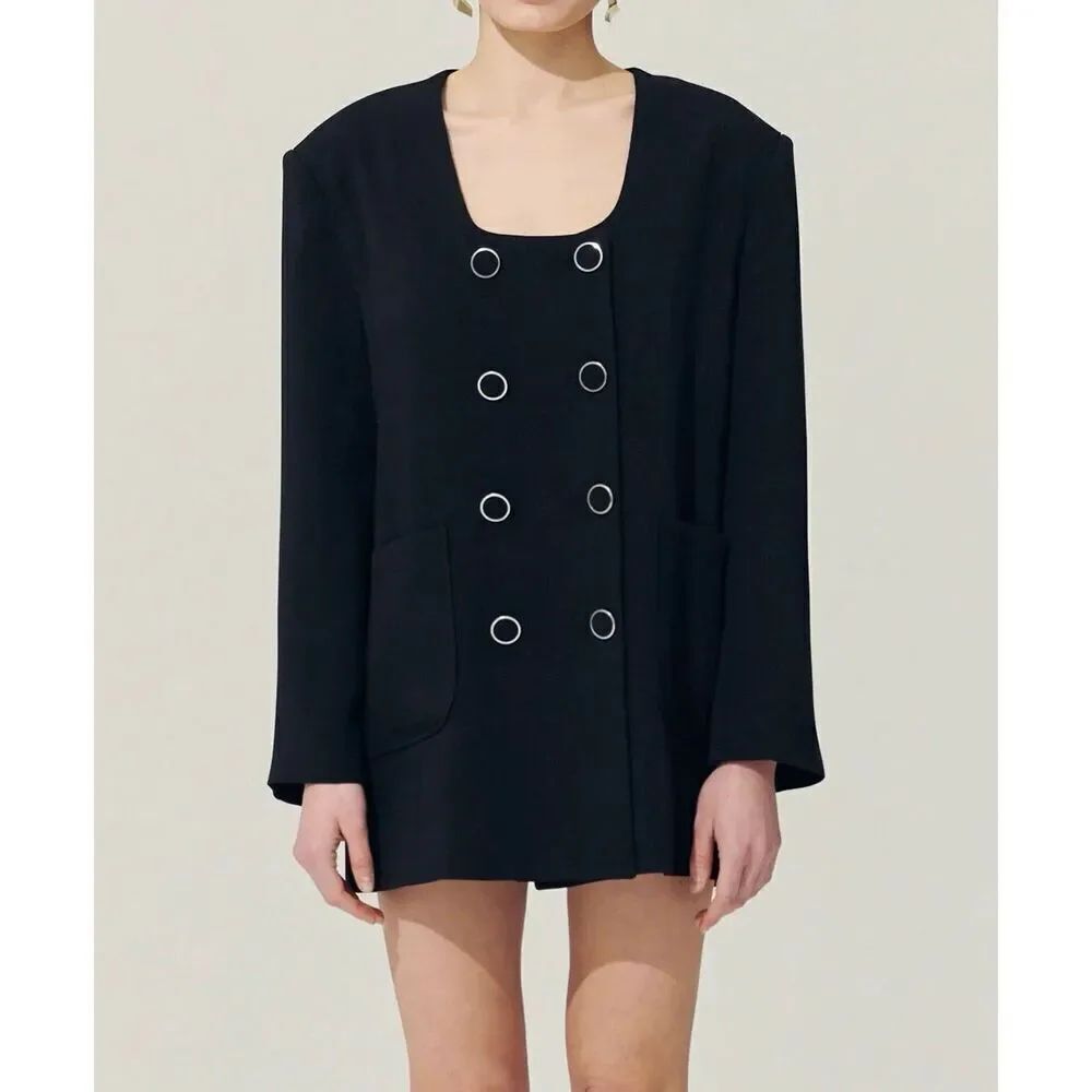 NWT Storets Re:born Sia Double Button Black Blazer Mini Dress Women’s S/M